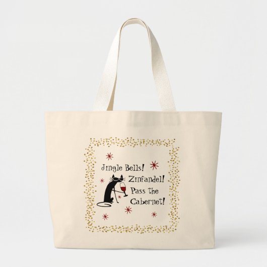 Jingle Bells Funny Christmas Wine Quote Jumbo Stoffbeutel (Vorne)