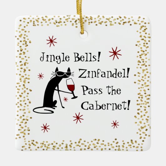 Jingle Bells Funny Christmas Wine Quote Keramikornament (Vorderseite)