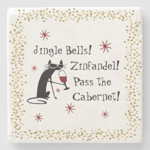 Jingle Bells Funny Christmas Wine Quote Steinuntersetzer