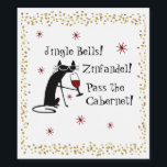 Jingle Bells Funny Christmas Wine Quote Weinetikett<br><div class="desc">Jingle Bells! Zinfandel! Gib das Cabernet! Dieses lustige Weinangebot ist der lustige Einfall der Cabernet Cat in ein gutes altes,  traditionelles Weihnachtslied,  nur für Weinliebhaber. Hier sind die cleveren Texte in einem Retro-Design auf einem festlichen Weinetikett für Weingeschenke oder Party-Vorräte! Prost!</div>