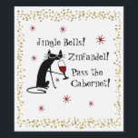 Jingle Bells Funny Christmas Wine Quote Weinetikett<br><div class="desc">Jingle Bells! Zinfandel! Gib das Cabernet! Dieses lustige Weinangebot ist der lustige Einfall der Cabernet Cat in ein gutes altes,  traditionelles Weihnachtslied,  nur für Weinliebhaber. Hier sind die cleveren Texte in einem Retro-Design auf einem festlichen Weinetikett für Weingeschenke oder Party-Vorräte! Prost!</div>