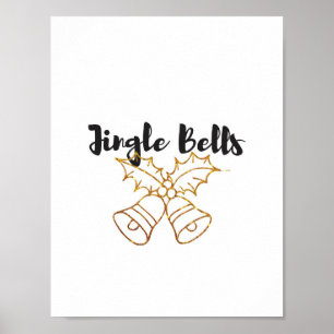 Jingle Bells Gold Glitzer Poster