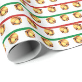 Jingle bells gold tone on white green red geschenkpapier (Rolleneckpunkt)