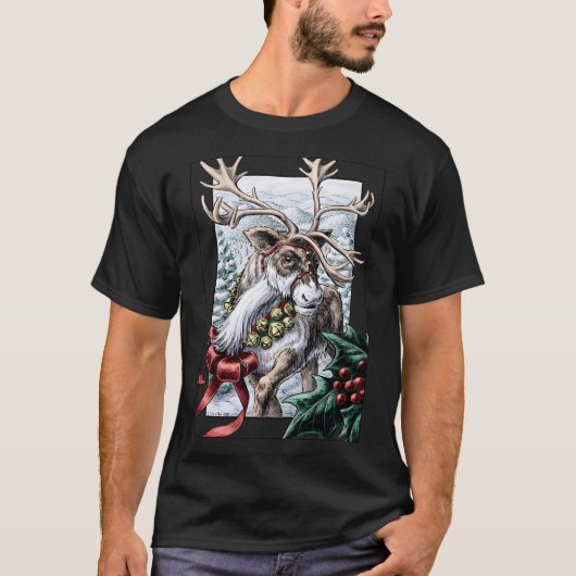 Jingle Bells Holiday Reindeer T-Shirt (Vorderseite)