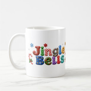 Jingle Bells Holly Candy Cane Gold Star Karo Kaffeetasse
