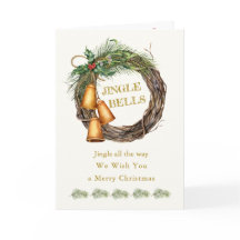 Jingle Bells Holly Pine Weihnachtskarte