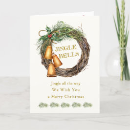 Jingle Bells Holly Pine Weihnachtskarte Feiertagskarte