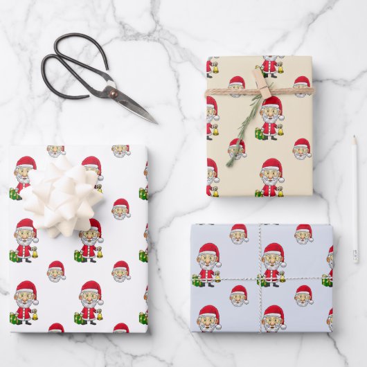 Jingle Bells mit Santa Geschenkpapier Set (Vorderseite)