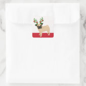 Jingle Bells Niedlicher Mops mit Antlers Christmas Quadratischer Aufkleber (Tasche)