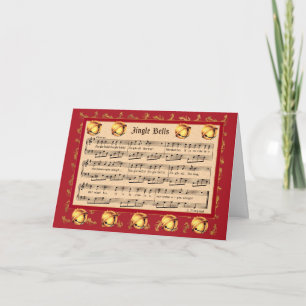Jingle Bells Notenblatt mit Glocken und falschem G Feiertagskarte