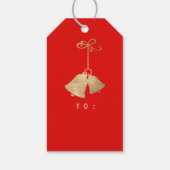 Jingle Bells on Gold Kariert Red Black Merry to Geschenkanhänger (Rückseite)