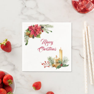 Jingle Bells, Poinsettia und Candles Christmas Serviette