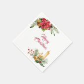 Jingle Bells, Poinsettia und Candles Christmas Serviette (Ecke)