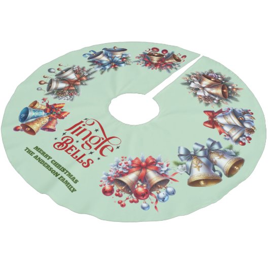 Jingle Bells Polyester Weihnachtsbaumdecke (Schrägansicht)