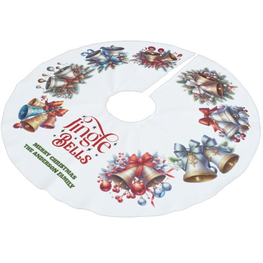 Jingle Bells Polyester Weihnachtsbaumdecke (Schrägansicht)