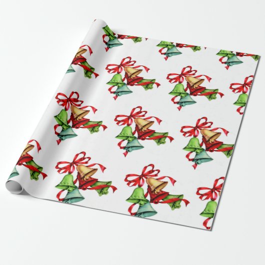 Jingle Bells Red Green Christmas Geschenkpapier (Ungerollt)