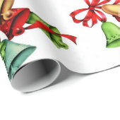 Jingle Bells Red Green Christmas Geschenkpapier (Rolleneckpunkt)