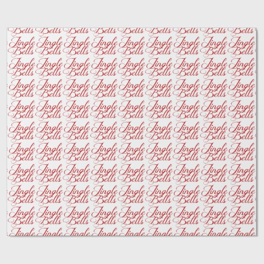 Jingle Bells Red Text Wrapper Paper Geschenkpapier (Flach)