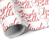 Jingle Bells Red Text Wrapper Paper Geschenkpapier (Rolleneckpunkt)
