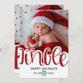 Jingle Bells Red Type Holiday Christmas Foto Einladung (Vorne/Hinten)