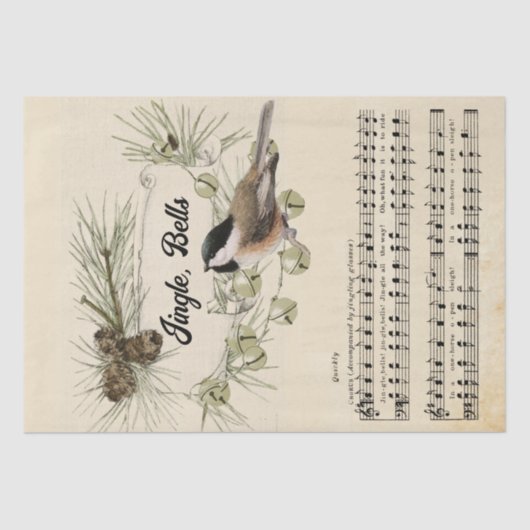 Jingle Bells Sheet Music Christmas Carol Chickadee Seidenpapier (Vorderseite)