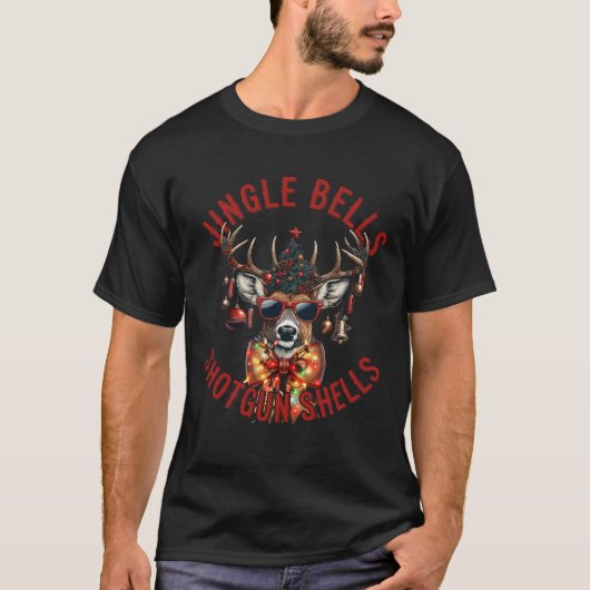 Jingle Bells Shotgun Muscheln Funny Junting Hunter T-Shirt (Vorderseite)