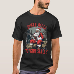 Jingle Bells Shotgun Muscheln Funny Santa Men Bruh T-Shirt