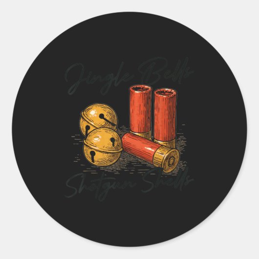Jingle Bells Shotgun Shells Funny Hunting Christma Runder Aufkleber (Vorderseite)