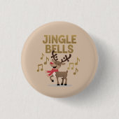 Jingle Bells Singing Reindeer Button (Vorderseite)