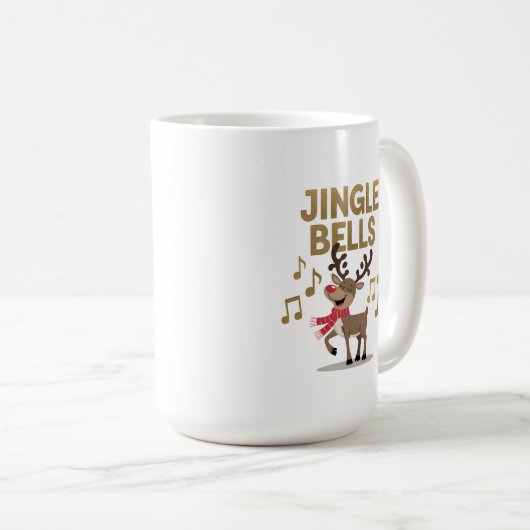Jingle Bells Singing Reindeer Kaffeetasse (VorderseiteRechts)