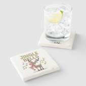 Jingle Bells Singing Reindeer Steinuntersetzer (Seitenansicht)