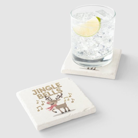 Jingle Bells Singing Reindeer Steinuntersetzer (Seitenansicht)