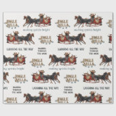 Jingle Bells Sleigh Reiten Vintager Weihnachtsfeie Geschenkpapier (Flach)