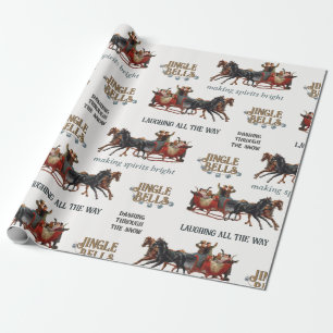 Jingle Bells Sleigh Reiten Vintager Weihnachtsfeie Geschenkpapier