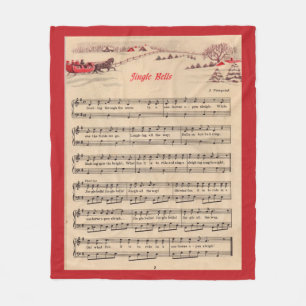 Jingle Bells Weihnachten Vintage Notenblatt Fleecedecke