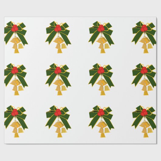 Jingle Bells White Wrapping Paper Geschenkpapier (Flach)