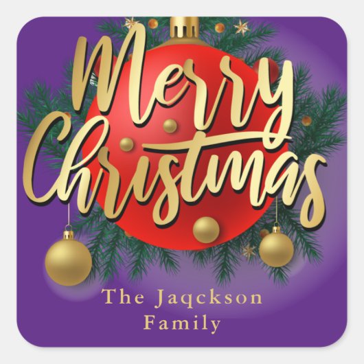 Jingle Bells Winter Branch Snowflake Weihnachten Quadratischer Aufkleber (Vorderseite)