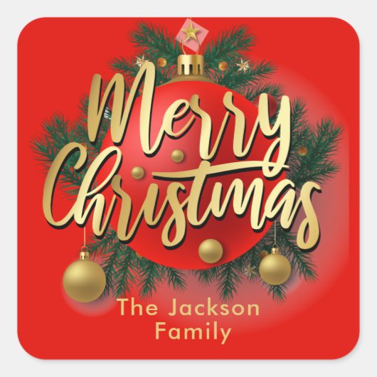 Jingle Bells Winter Snowflags Christmas Holiday Quadratischer Aufkleber (Vorderseite)