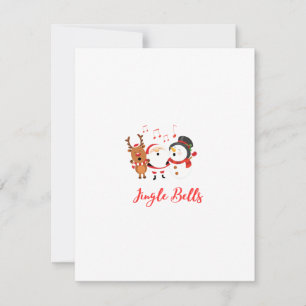 Jingle Bells with Santa, Snowman and Rentier on a Feiertagskarte