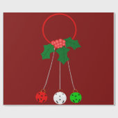 Jingle Bells Wreath Red Wrapping Paper Geschenkpapier (Flach)