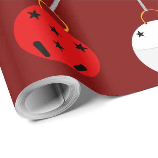 Jingle Bells Wreath Red Wrapping Paper Geschenkpapier (Rolleneckpunkt)