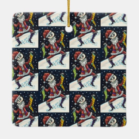 JINGLE BONES SANTA, URLAUB SKELETON & STRUMPFS KERAMIKORNAMENT (Rückseite)