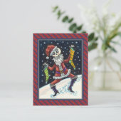 JINGLE BONES SANTA, URLAUB SKELETON & STRUMPFS POSTKARTE (Stehend Vorderseite)