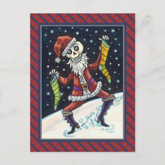 JINGLE BONES SANTA, URLAUB SKELETON & STRUMPFS POSTKARTE (Vorderseite)