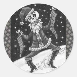 JINGLE BONES SANTA, URLAUB SKELETON & STRUMPFS RUNDER AUFKLEBER