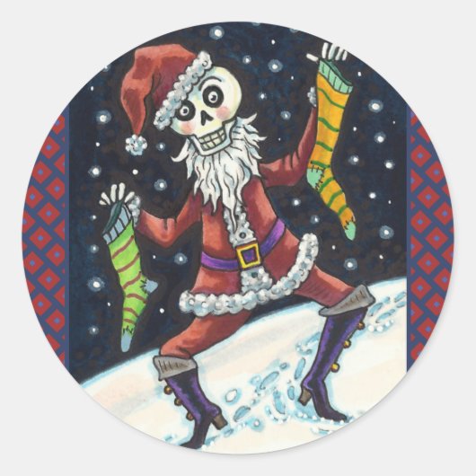 JINGLE BONES SANTA, URLAUB SKELETON & STRUMPFS RUNDER AUFKLEBER (Vorderseite)