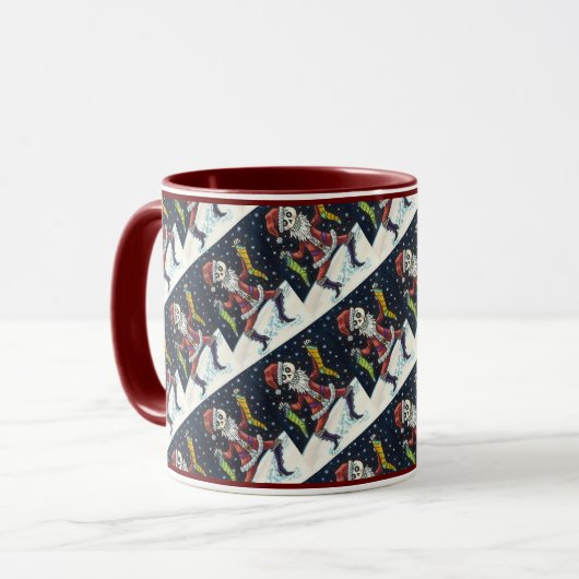 JINGLE BONES SANTA, URLAUB SKELETON & STRUMPFS TASSE (Vorderseite Links)