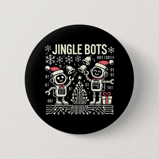 Jingle Bots Festive Holiday Roboter mit Weihnachts Button (Vorderseite)
