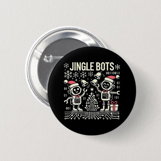 Jingle Bots Festive Holiday Roboter mit Weihnachts Button (Vorne & Hinten)