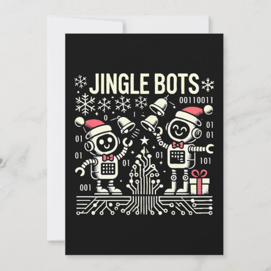 Jingle Bots Festive Holiday Roboter mit Weihnachts Einladung (Vorderseite)